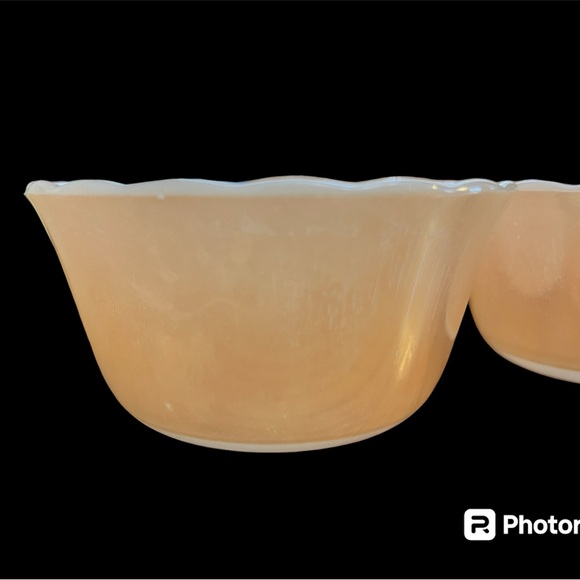 Vintage Fire King Copper Tint Custard Cups Pair Ruffled - Picture 2 of 6